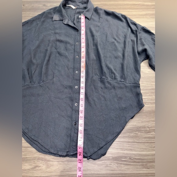 Free People Herringbone True Affection Button Down Top Blouse Boho Slouch Medium - Picture 6 of 7